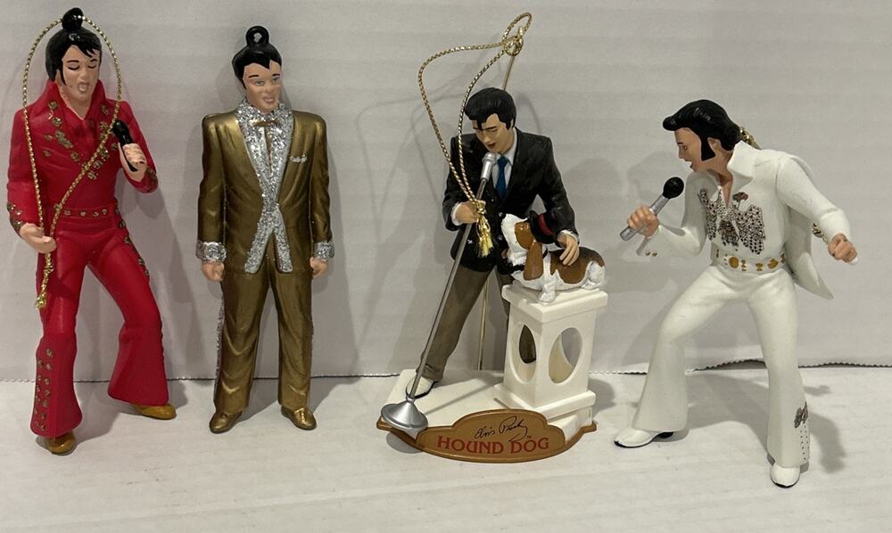 4 Elvis Presley Christmas Ornaments 4.5-5” Pre-owned